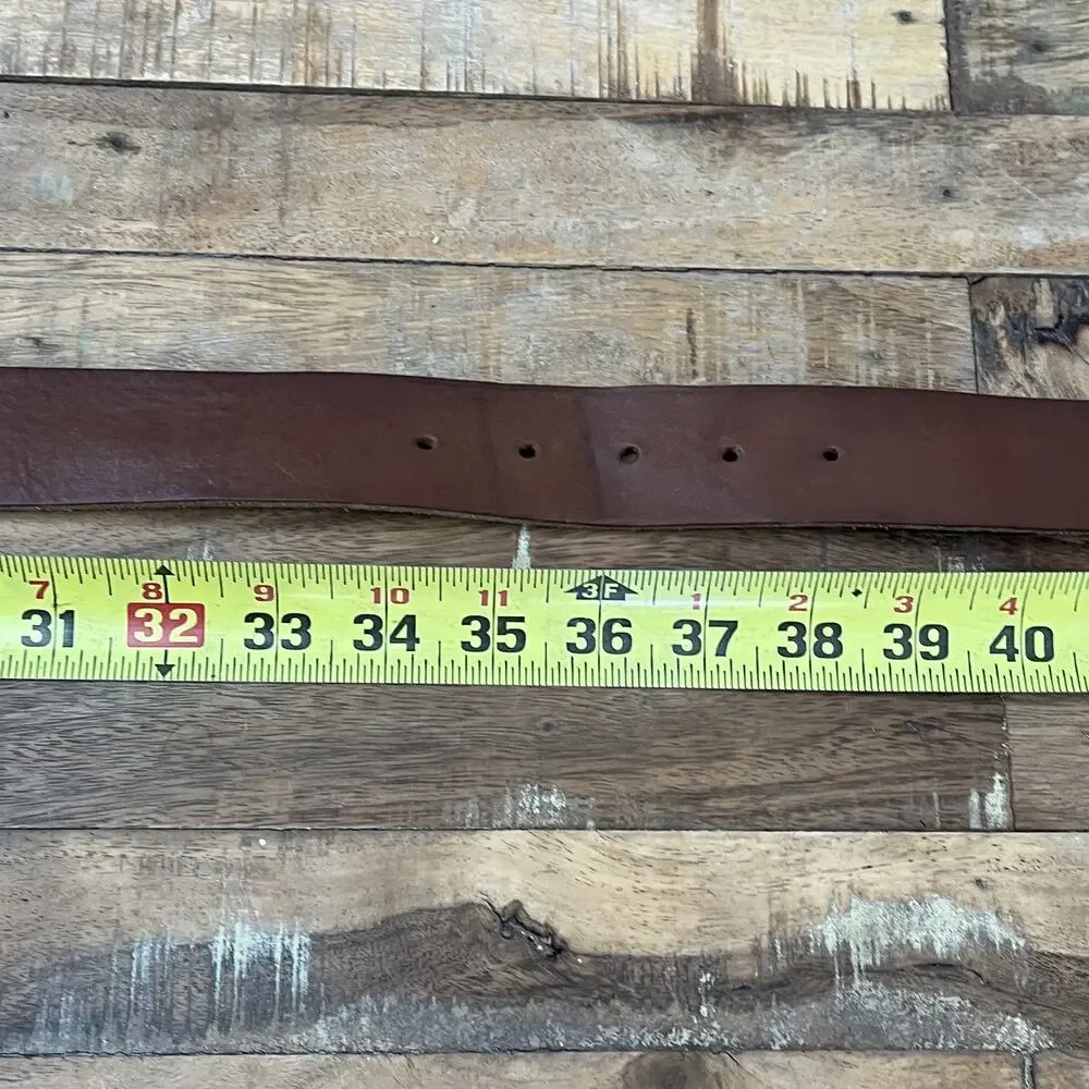 Will Belt Men's 34 Hand Crafted Genuine Leather Belt Brown Silver Buckle Mexico